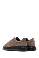 Men's Mink Lace-Up Thick-Soled Suede Leather Sneaker | Derimod