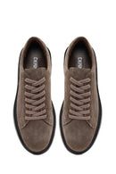 Men's Mink Lace-Up Thick-Soled Suede Leather Sneaker | Derimod