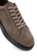 Men's Mink Lace-Up Thick-Soled Suede Leather Sneaker | Derimod