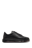 Men's Black Lace-Up Thick-Soled Leather Sneaker | Derimod