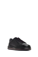 Men's Black Lace-Up Thick-Soled Leather Sneaker | Derimod