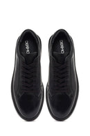 Men's Black Lace-Up Thick-Soled Leather Sneaker | Derimod
