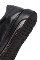 Men's Black Lace-Up Thick-Soled Leather Sneaker | Derimod