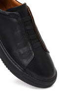 Men's Black Thick-Soled Leather Sneaker | Derimod
