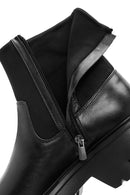Men's Black Zippered Thick Sole Leather Casual Boots | Derimod