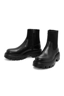 Men's Black Zippered Thick Sole Leather Casual Boots | Derimod
