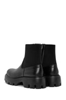 Men's Black Zippered Thick Sole Leather Casual Boots | Derimod