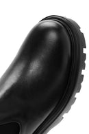 Men's Black Zippered Thick Sole Leather Casual Boots | Derimod