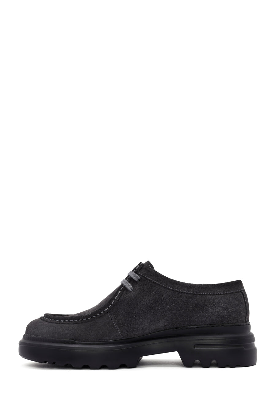 Men's Gray Lace-Up Suede Leather Casual Shoes