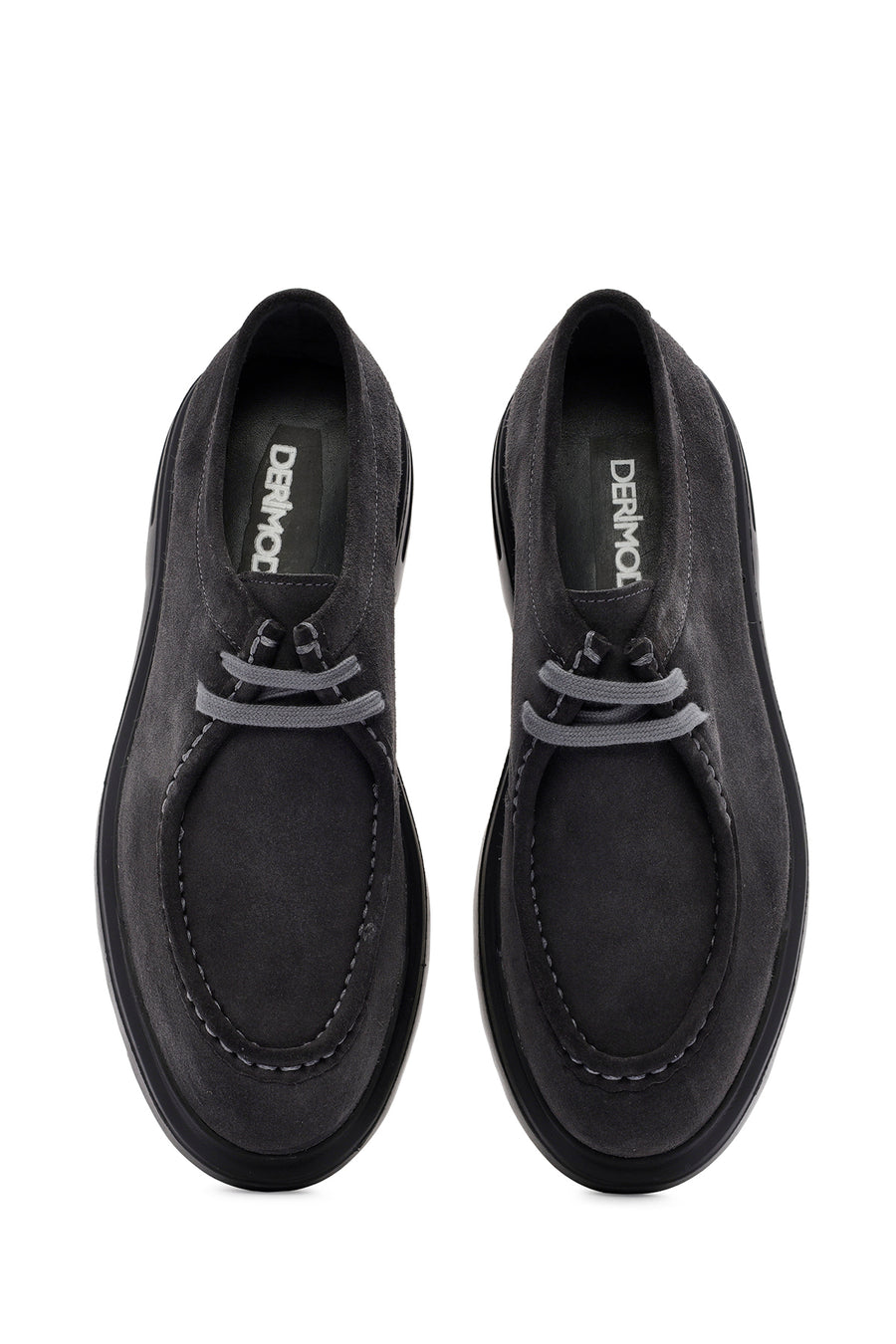 Men's Gray Lace-Up Suede Leather Casual Shoes