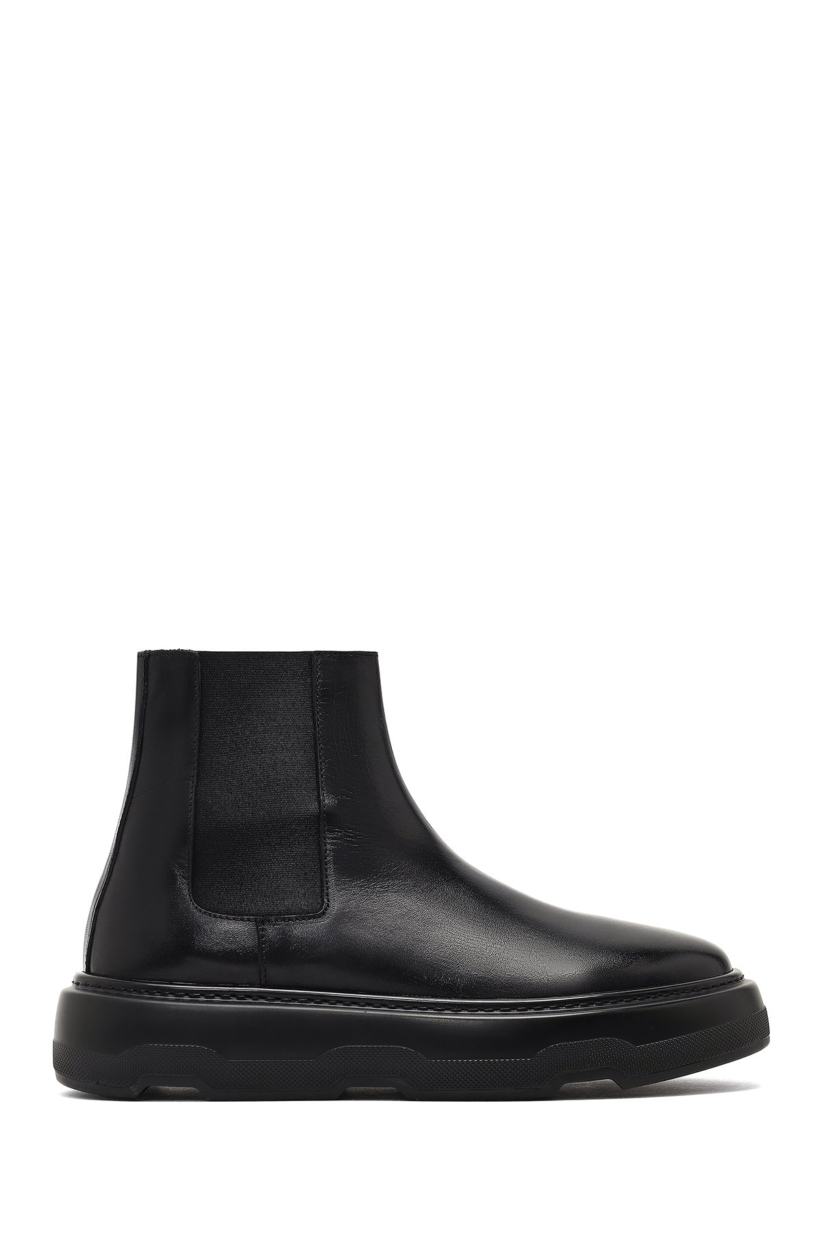 Men's Black Thick-Soled Leather Chelsea Boot 25WFD631818 | Derimod