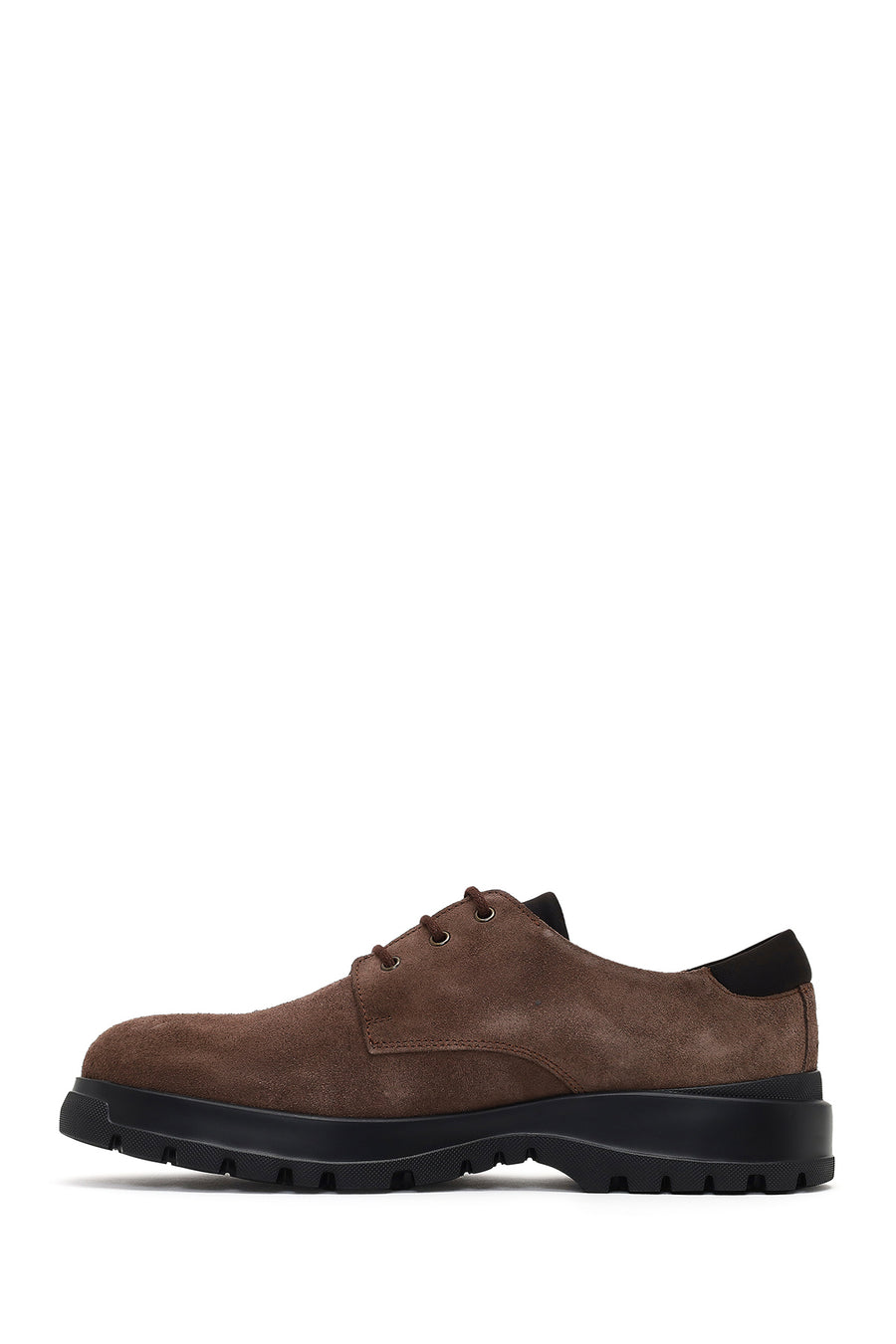 Men's Brown Lace-Up Thick-Soled Suede Leather Casual Shoes