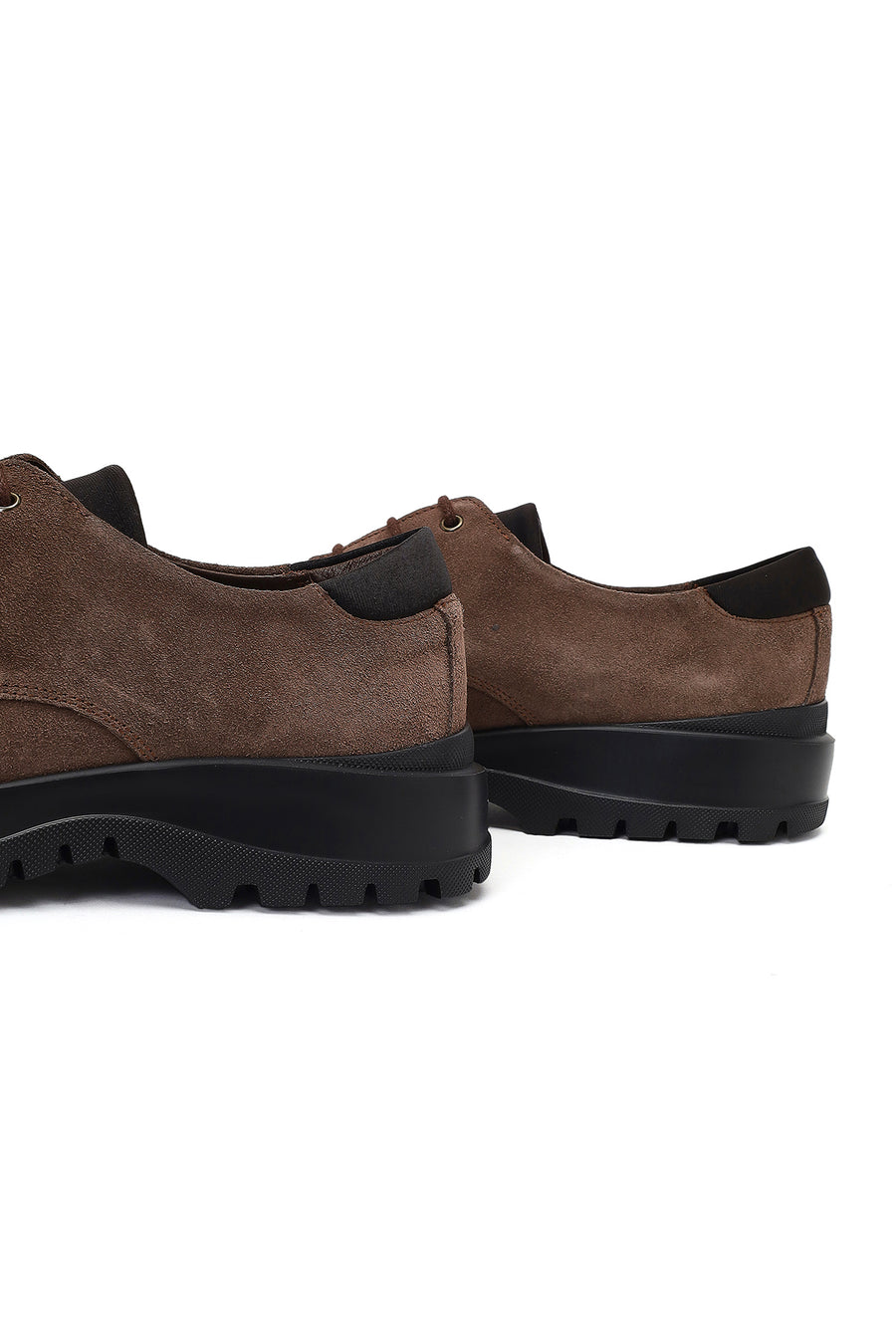 Men's Brown Lace-Up Thick-Soled Suede Leather Casual Shoes