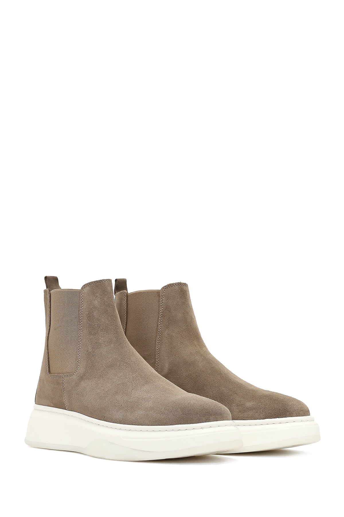 Erkek Bej Kalın Tabanlı Süet Deri Chelsea Bot