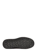 Erkek Siyah Bağcıklı Kalın Tabanlı Deri Sneaker | Derimod