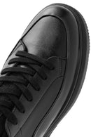 Erkek Siyah Bağcıklı Kalın Tabanlı Deri Sneaker | Derimod