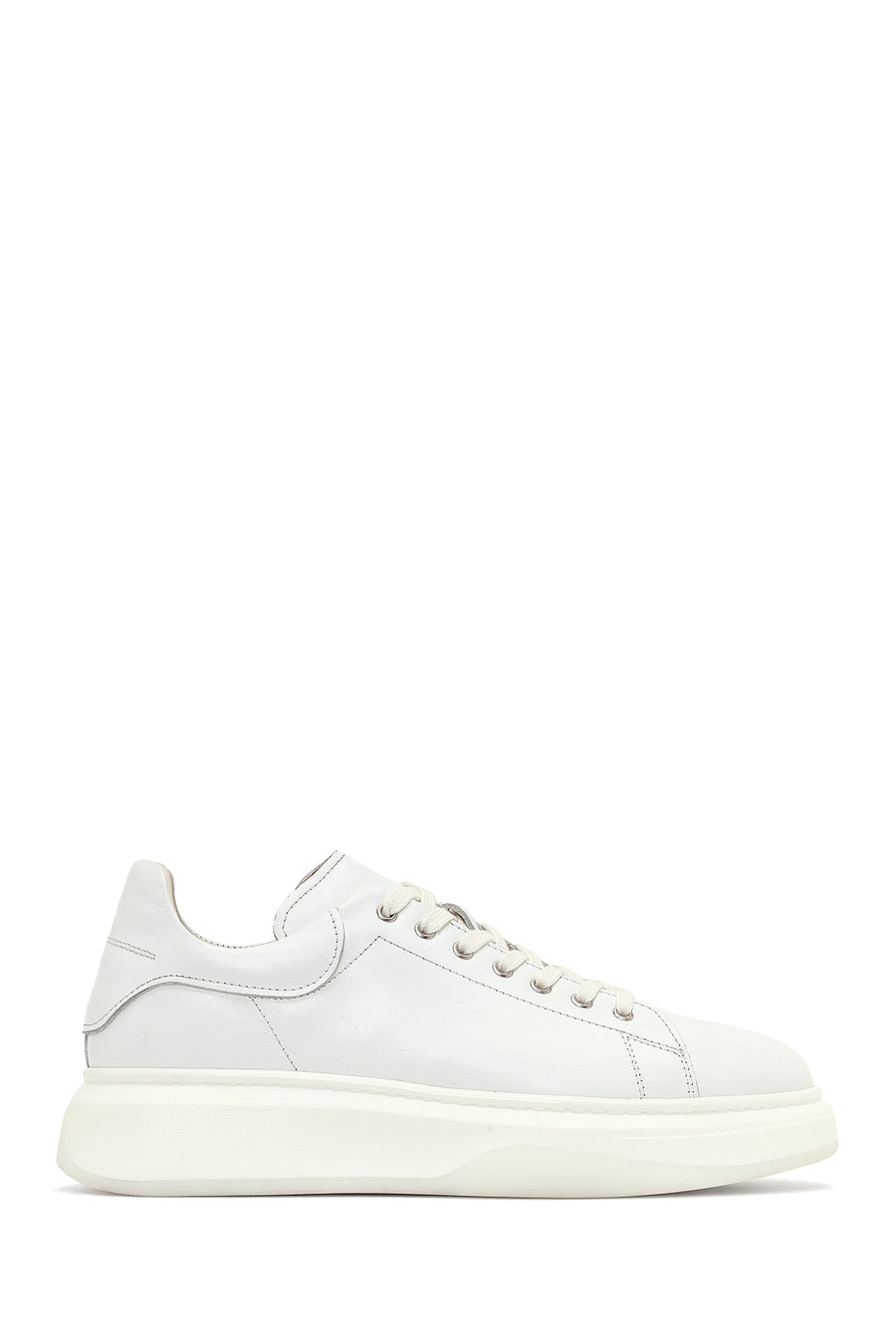 Erkek Beyaz Bağcıklı Kalın Tabanlı Deri Sneaker 25WFD632318 | Derimod