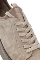 Men's Beige Lace-Up Suede Leather Sneakers | Derimod