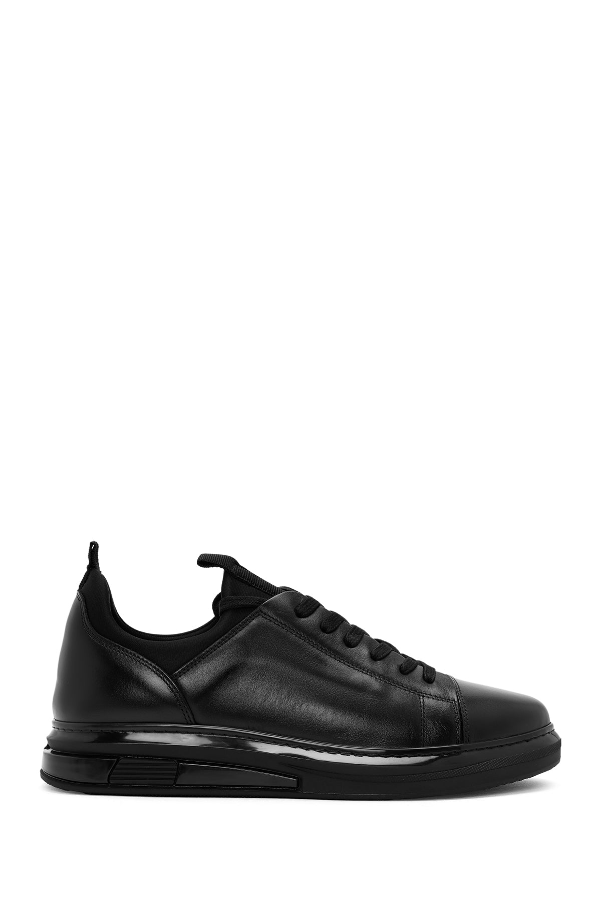 Men's Black Lace-Up Thick Sole Leather Sneakers 25WFD633118 | Derimod