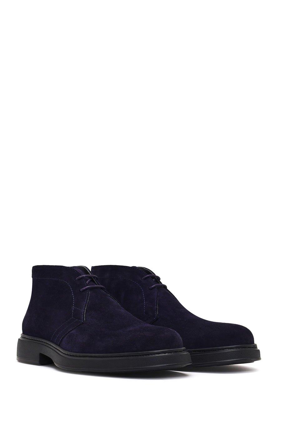 Men's Navy Blue Lace-Up Suede Leather Boot