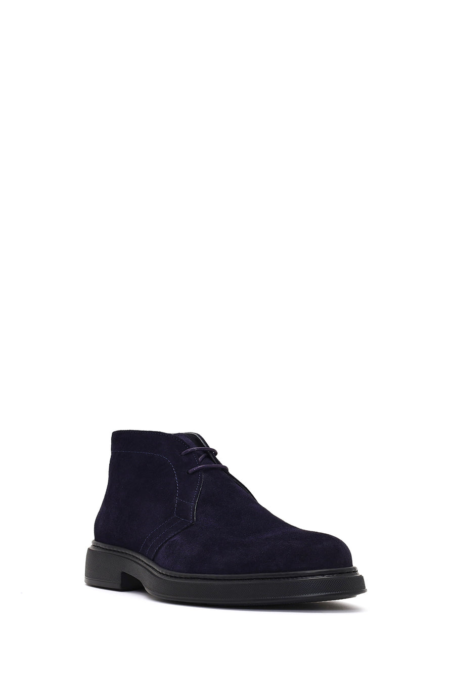 Men's Navy Blue Lace-Up Suede Leather Boot