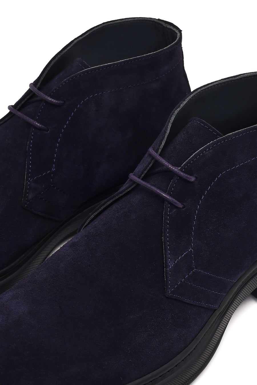 Men's Navy Blue Lace-Up Suede Leather Boot