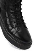 Erkek Siyah Bağcıklı Fermuarlı Kalın Tabanlı Deri Spor Bot | Derimod