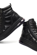 Erkek Siyah Bağcıklı Fermuarlı Kalın Tabanlı Deri Spor Bot | Derimod