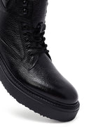 Erkek Siyah Bağcıklı Kalın Tabanlı Deri Bot | Derimod