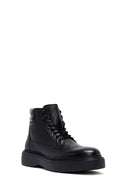 Erkek Siyah Bağcıklı Kalın Tabanlı Deri Bot | Derimod