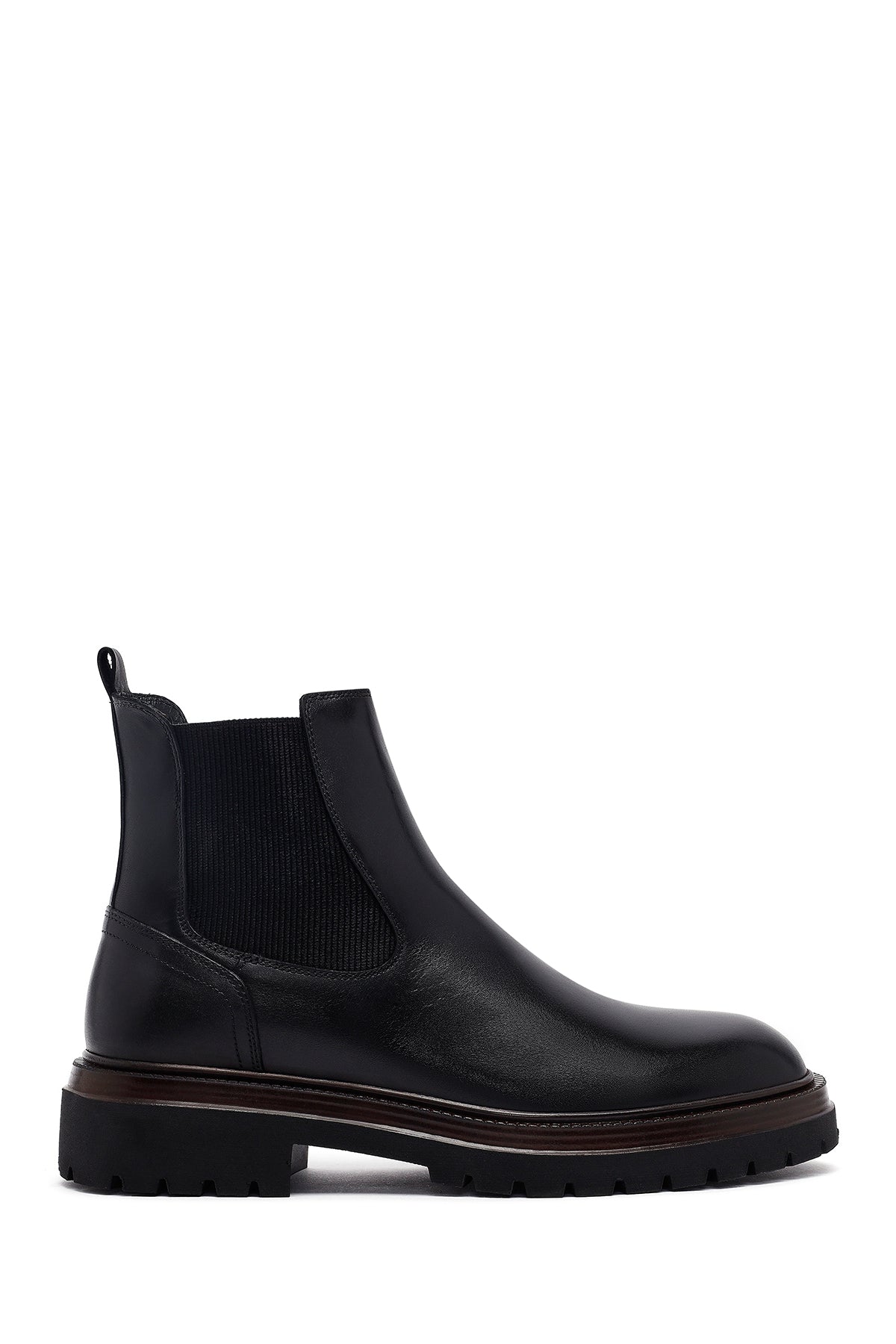 Men's Black Leather Chelsea Boot 25WFD640218 | Derimod