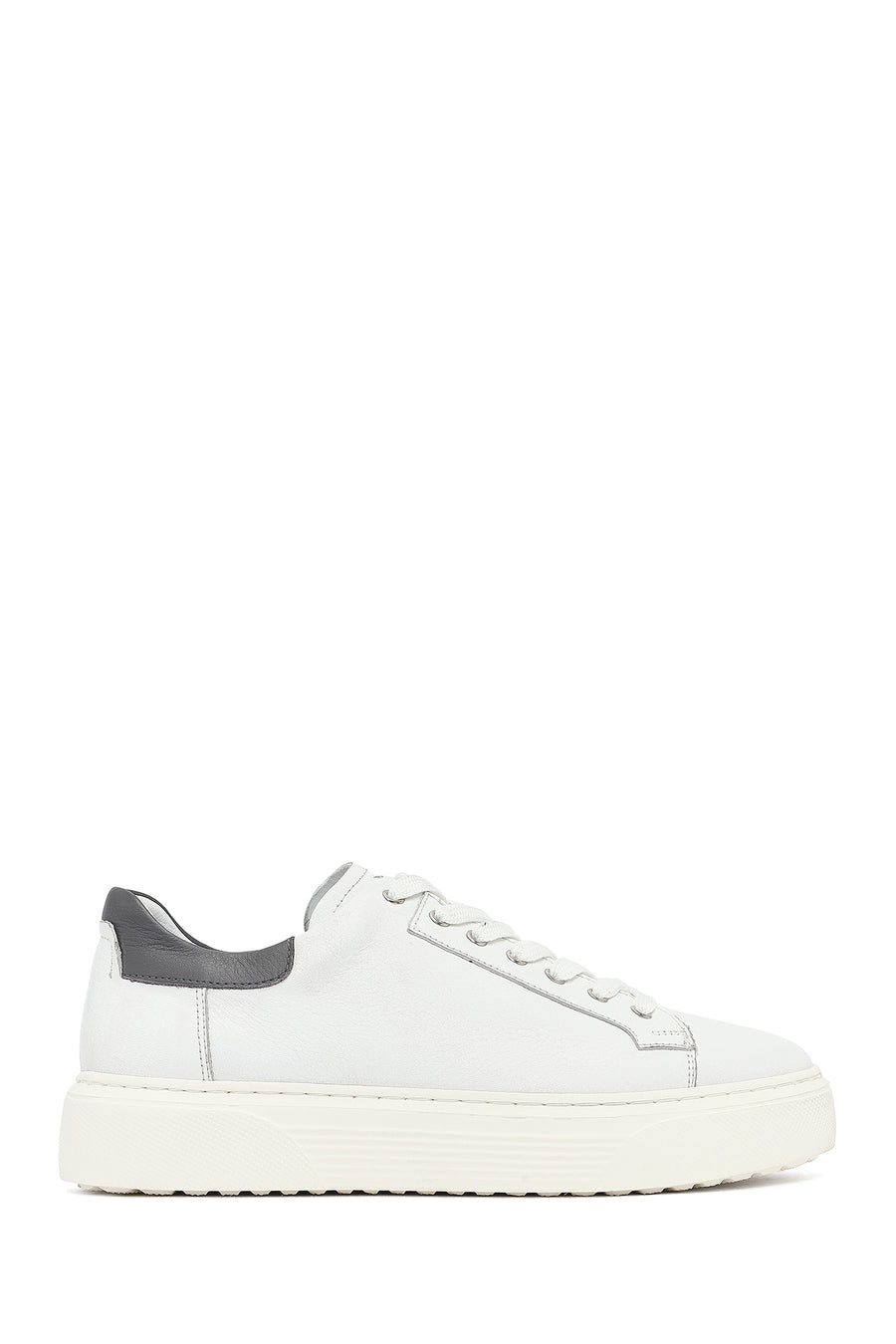 Erkek Beyaz Bağcıklı Kalın Tabanlı Deri Sneaker 25WFD640418 | Derimod
