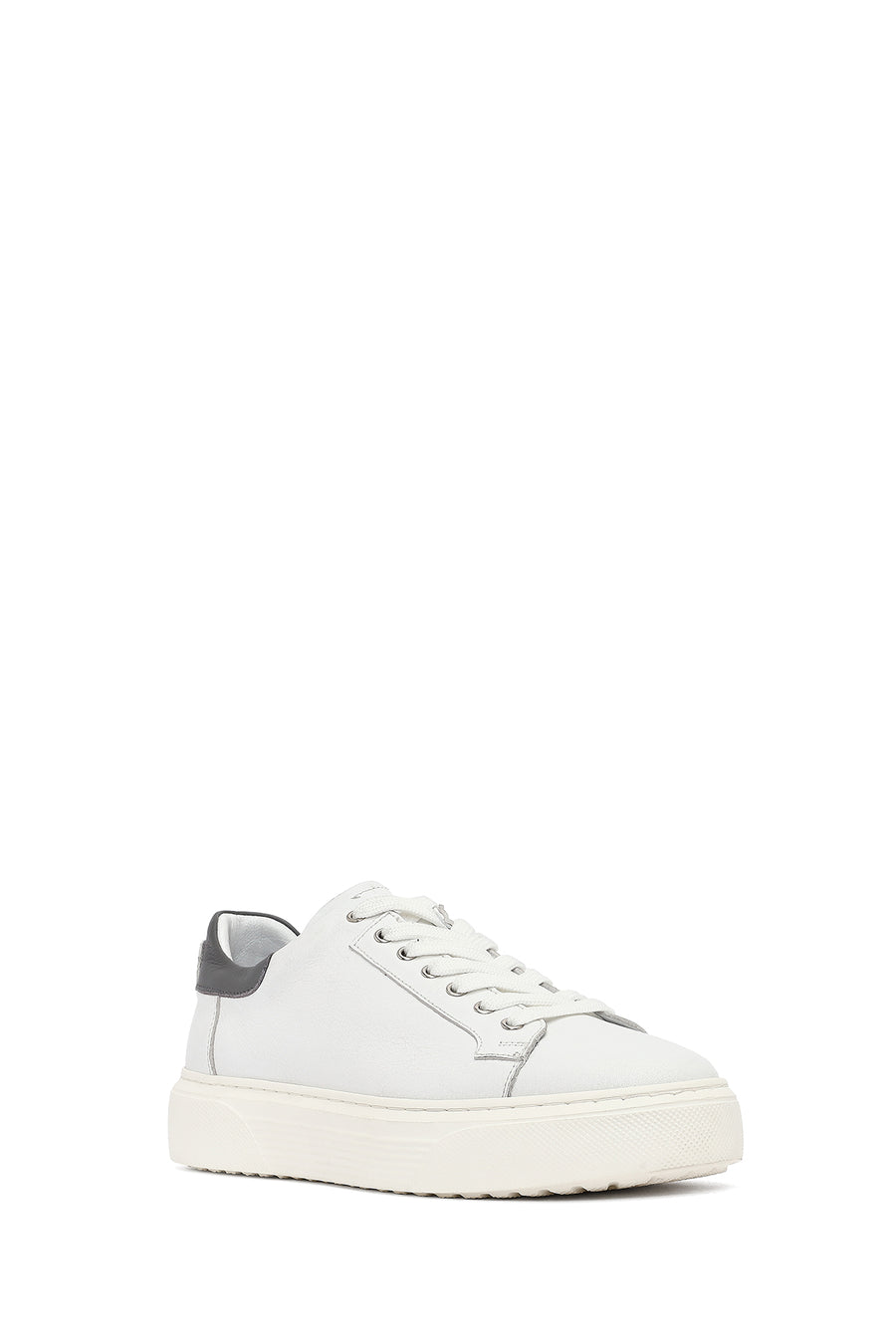 Erkek Beyaz Bağcıklı Kalın Tabanlı Deri Sneaker