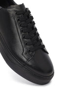 Erkek Siyah Bağcıklı Kalın Tabanlı Deri Sneaker | Derimod