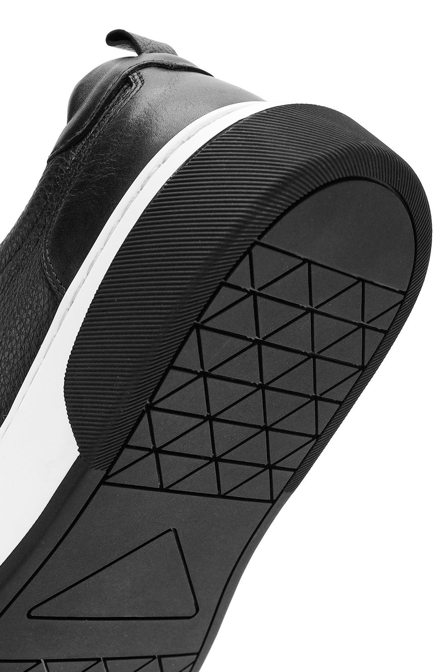 Men's Black Lace-Up Thick Sole Leather Sneakers