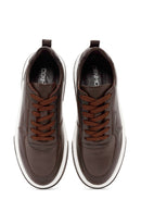 Men's Brown Lace-Up Thick-Soled Leather Sneakers | Derimod