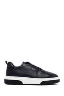 Men's Navy Blue Lace-Up Thick-Soled Leather Sneakers | Derimod