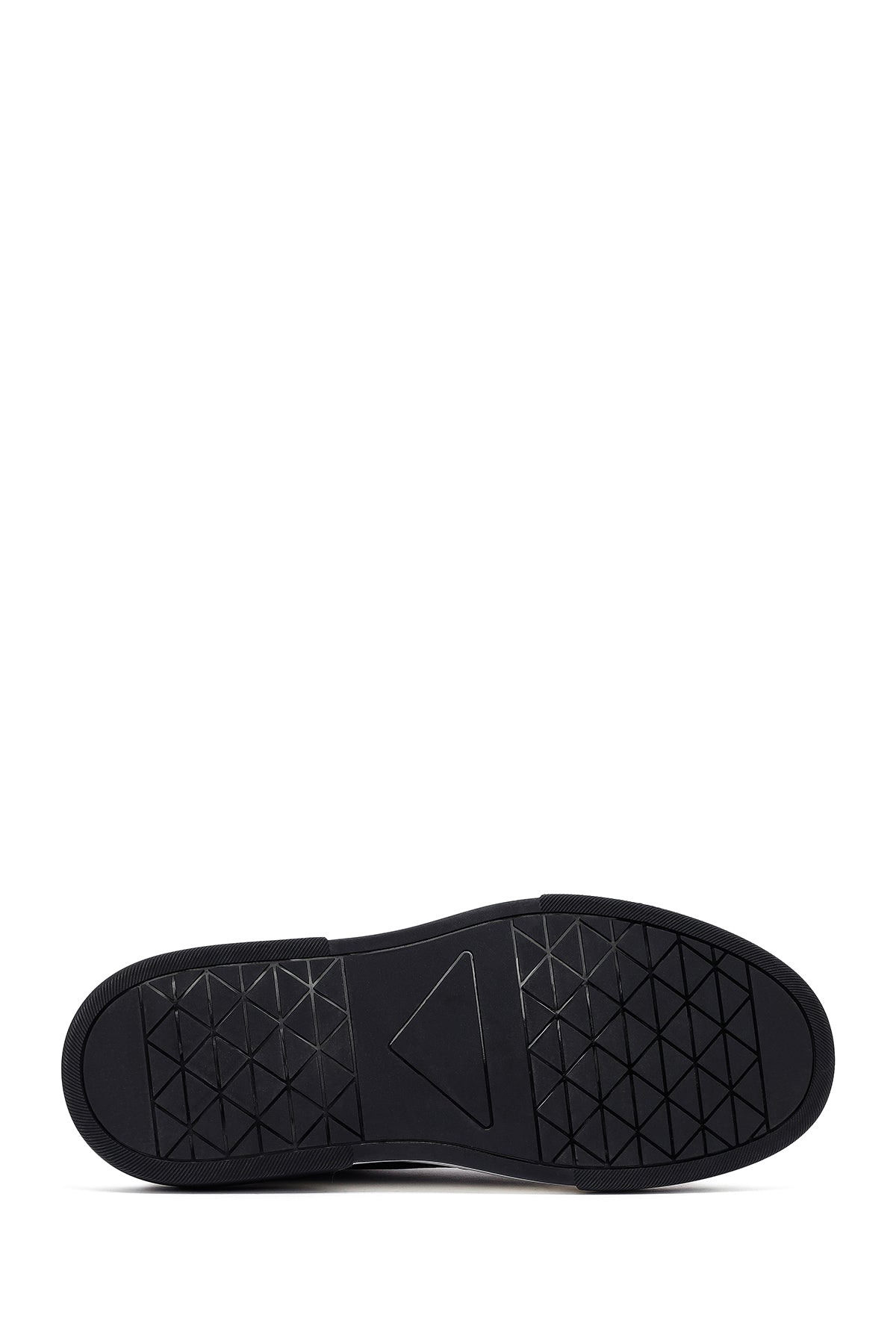 Erkek Lacivert Bağcıklı Kalın Tabanlı Deri Sneaker