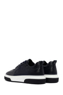 Men's Navy Blue Lace-Up Thick-Soled Leather Sneakers | Derimod