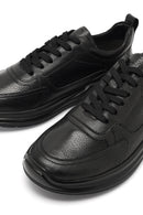Erkek Siyah Bağcıklı Kalın Tabanlı Deri Casual Sneaker | Derimod