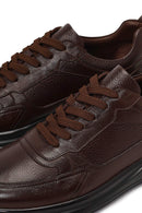 Erkek Kahverengi Bağcıklı Kalın Tabanlı Deri Casual Sneaker | Derimod