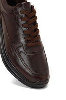 Erkek Kahverengi Bağcıklı Kalın Tabanlı Deri Casual Sneaker | Derimod