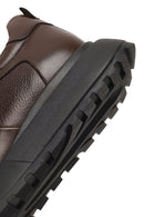 Erkek Kahverengi Bağcıklı Kalın Tabanlı Deri Sneaker | Derimod