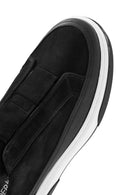 Men's Black Thick-Soled Suede Leather Sneakers | Derimod