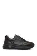 Men's Black Lace-Up Thick-Soled Leather Sneaker | Derimod
