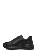 Men's Black Lace-Up Thick-Soled Leather Sneaker | Derimod