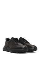 Men's Black Lace-Up Thick-Soled Leather Sneaker | Derimod