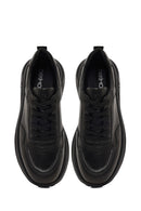 Men's Black Lace-Up Thick-Soled Leather Sneaker | Derimod