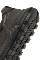 Men's Black Lace-Up Thick-Soled Leather Sneaker | Derimod