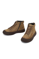 Erkek Bej Fermuarlı Bağcıklı Nubuk Deri Bilekli Bot | Derimod